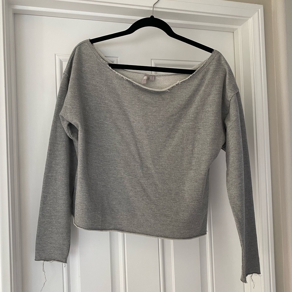 ASOS Raw Edge Off Shoulder gray lounge Sweatshirt top size 0